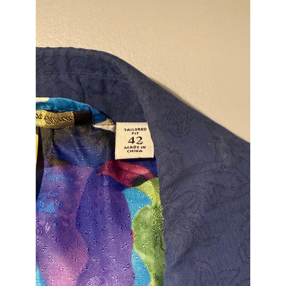 Robert Graham Mens Blue Paisley Cotton Blazer Tailored Fit Sport Coat Size 42 - Picture 5 of 14